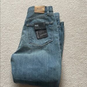 PAIGE Womens Vintage high rise straight crop Jeans